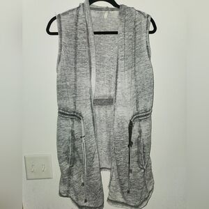 CATO Gray‎ Burnout Hooded Tunic Vest/Cardigan Size Small